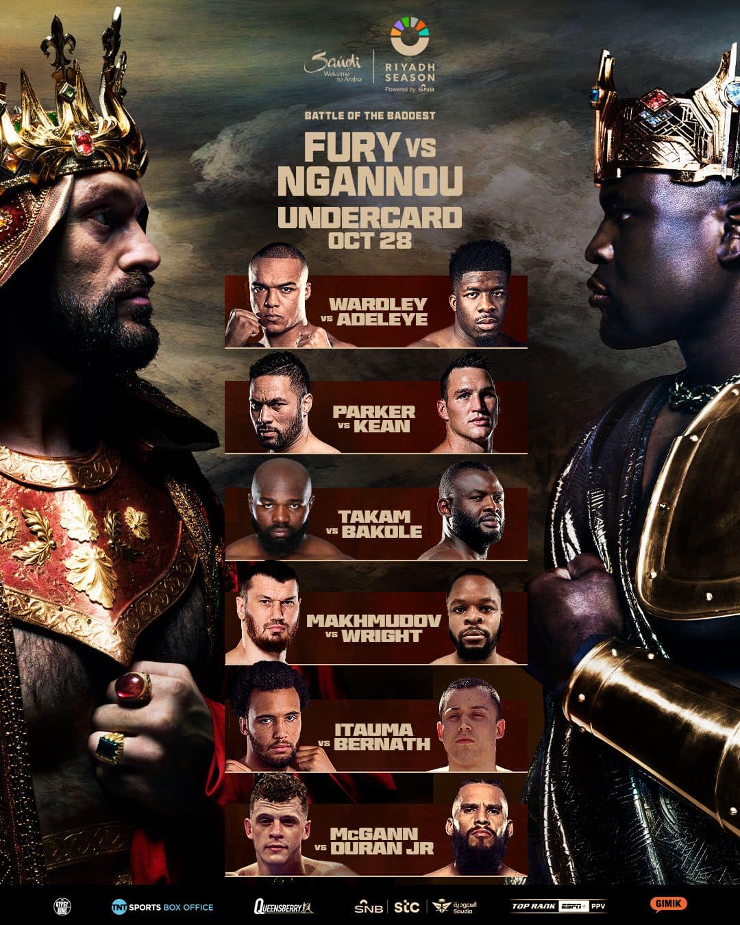 Fury vs Ngannou fightcard